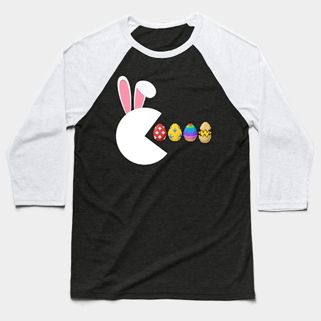 Funny Bunny Rabbit Gamer Gift Boys Teens Easter Eggs Easter Day Baseball T-Shirt by Johner_Clerk_Design